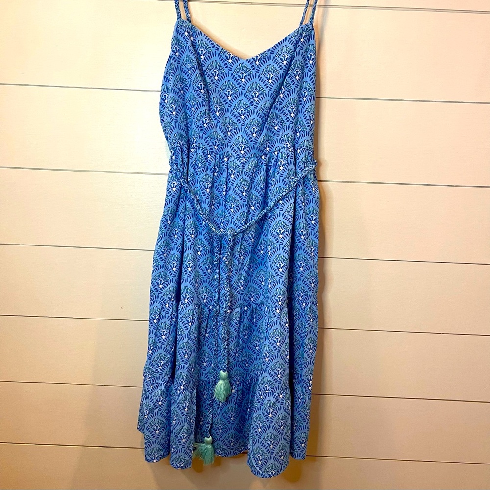 Vineyard Vines Blue Patterned Midi Dress